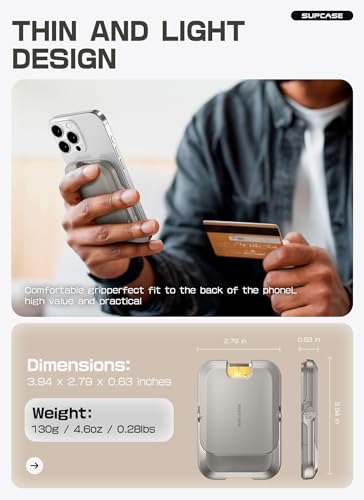 SUPCASE for MagSafe Wallet with Stand, Magnetic Wallet for Men Women, [Hold 6 Cards] [RFID Blocking] [Strong Magnetic Lock] Phone Stand Card Holder for iPhone 17/16/15/14/13/12 Series, Frost Gray - color: Frost Gray