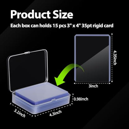 16 Pcs Toploader Storage Box for 3" x 4" 35pt Rigid Card, Trading Card Storage Box Holds 15 Baseball Card Case for Game Cards Storage ﻿ (16)