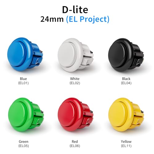 QANBA D-lite Arcade Button Original Buttons Snap-In Joystick Arcade Buttons for DIY arcade machines 24mm Push button switch(Boxed） (24mm Black（EL04) 24 Pcs) - size: 24mm Black（EL04) 24 Pcs
