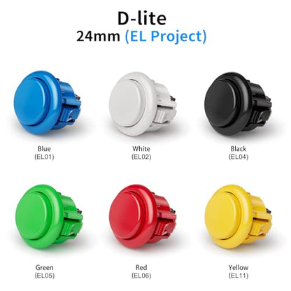 QANBA D-lite Arcade Button Original Buttons Snap-In Joystick Arcade Buttons for DIY arcade machines 24mm Push button switch(Boxed） (24mm Yellow（EL11) 24 Pcs) - size: 24mm Yellow（EL11) 24 Pcs