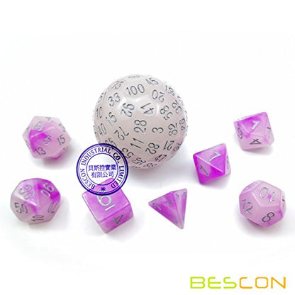 Bescon Glow in Dark Polyhedral Dice 100 Sides, Luminous D100 die, 100 Sided Cube, D100 Game Dice, Glowing 100-Sided Cube - color: Glowing Dim Dark Blue D100