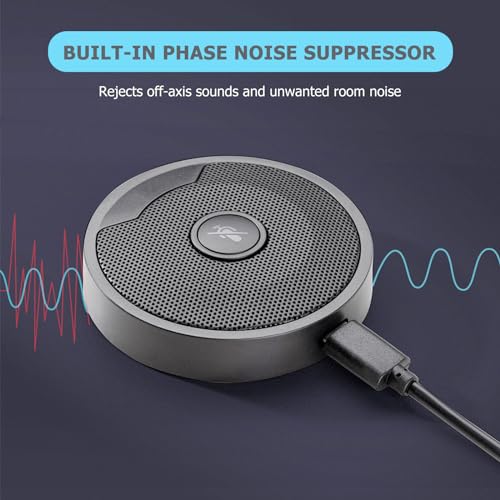 USB Microphone for PC, Computer Mic with Mute Button, Plug & Play | Noise Cancelling, 360° Omnidirectional Pickup, Conference Calls, Video Conference, Laptop, USB Connector,Table Mic