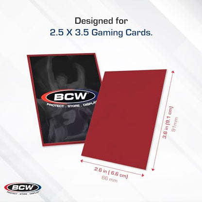 BCW Deck Guard - Double Matte Red Card Sleeves | Acid-Free, Archival-Safe, No PVC | Anti-Glare Matte Finish | Fits Standard 2½" x 3½" Game Cards | Durable Deck Protector Sleeves | 100 Ct - color: Red