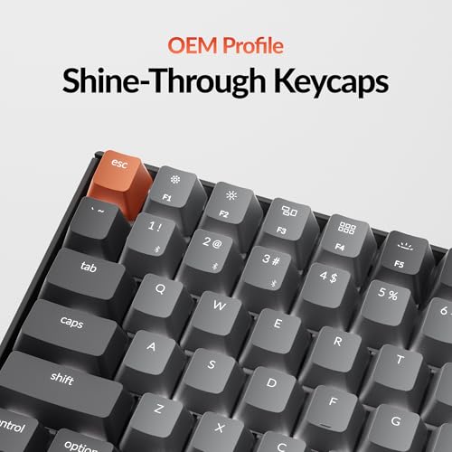 Keychron K2 75% Layout Bluetooth Wireless Mechanical Gaming Keyboard Silent K Pro Red Switch/White LED Backlit/USB C/Anti Ghosting/N-Key Rollover, 84 Keys, for Mac Windows - color: Keychron Silent K Pro Red Switch