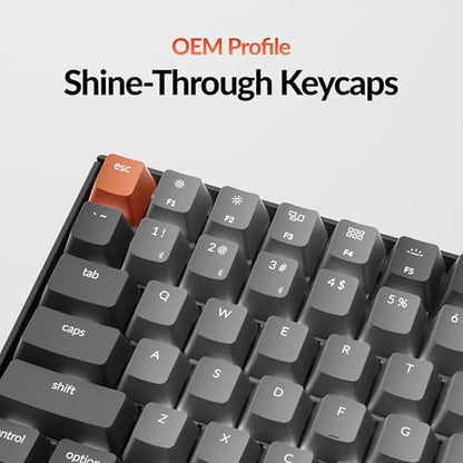 Keychron K2 75% Layout Bluetooth Wireless Mechanical Gaming Keyboard Silent K Pro Red Switch/White LED Backlit/USB C/Anti Ghosting/N-Key Rollover, 84 Keys, for Mac Windows - color: Keychron Silent K Pro Red Switch