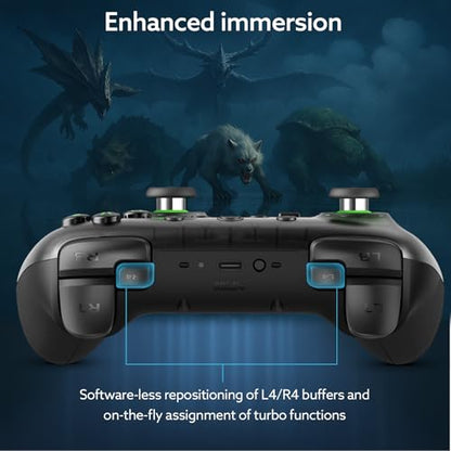 8Bitdo Ultimate 2C Wireless Controller(Transparent Black) - 1000Hz Polling | For Windows PC & Android, Hall Effect Joysticks & Triggers, Remappable L4/R4 Bumpers - color: Transparent Black