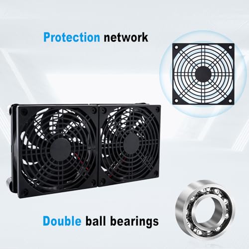 Quiet Dual 120mm USB Fan Dual-Ball Bearings, USB Fan 5V, with L/M/H 3-Degree Speed Controller High Airflow Cooling Fan for Router Modem Receiver DVR PlayStation Xbox TV Box - size: Dual 120mm