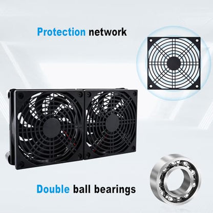 Quiet Dual 120mm USB Fan Dual-Ball Bearings, USB Fan 5V, with L/M/H 3-Degree Speed Controller High Airflow Cooling Fan for Router Modem Receiver DVR PlayStation Xbox TV Box - size: Dual 120mm