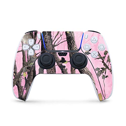 MightySkins Glossy Glitter Gaming Skin for PS5 / PlayStation 5 Controller - Pink Tree Camo | Durable High-Gloss Glitter Finish | Easy to Apply and Change Style | Made in The USA - color: Pink Tree Camo