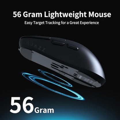 DAIDAI AJ159PRO 8Khz Bluetooth/2.4G/Wired 56G Lightweight Gaming Mouse with Magnetic Charging Dock, PAW3395 Sensor 26KDPI, Huanuo 100 Million Click, 100% ETFE Foot Pad & 8Khz Receiver - color: AJ159 Pro Black