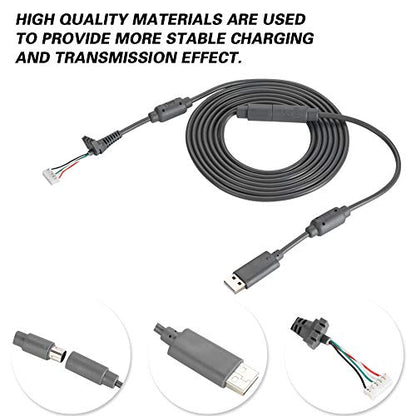 Hakeeta 8.2FT USB 5Pin Gamepad Cable Replacement Wire with Breakaway Adapter for 360, Replacement Cable for 360 Controller USB Cable for 360 (Gray) - color: Gray