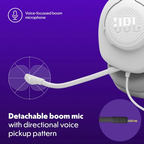 JBL Quantum 100M2 Wired Gaming Headset, Detachable Mic - White | Memory Foam Ear Cushions And 3.5 Mm Jack Work With PC, PlayStation, Xbox, Nintendo Switch For Immersive PC Gaming Sessions - color: White