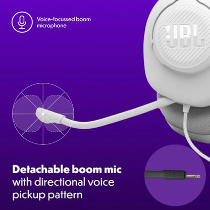 JBL Quantum 100M2 Wired Gaming Headset, Detachable Mic - White | Memory Foam Ear Cushions And 3.5 Mm Jack Work With PC, PlayStation, Xbox, Nintendo Switch For Immersive PC Gaming Sessions - color: White