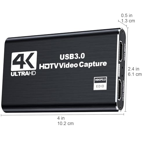 dobestyou 4K Capture Card Black for Streaming, Recording & Gaming – HDMI Video Capture Device with USB 3.0, 1080p 60fps, Plug & Play,Zero Latency for PS5, Xbox, Switch, OBS, PC, Mac - size: Capture Card With Hdmi Cable-Black