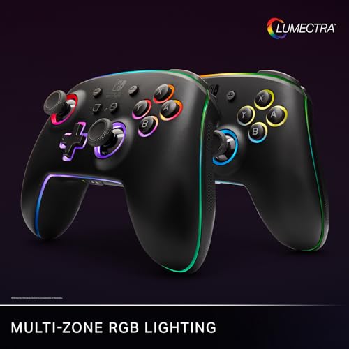 PowerA Enhanced Wireless Nintendo Switch and Switch 2 Controller with Lumectra, gaming controller, Officially licensed - style: Multi-Zone RGB Lighting