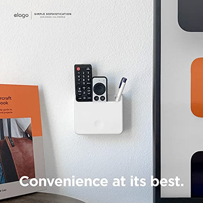elago Universal Remote Holder Mount Compatible with Apple TV Remote and All Other Remote Controls - Adhesive Tape or Screw Mounting Options, Available Wired Charging [Large] [White] - color: White, size: Large