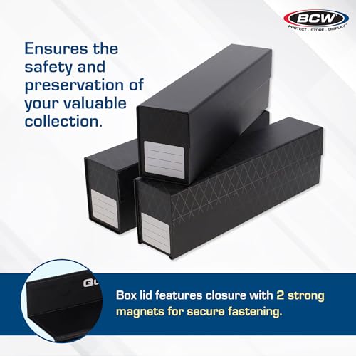 BCW QuickFold® Card Storage Boxes for Magnetics & Toploaders – 3 Pack | Trading Card Holder Box with Magnetic Closure | Easy Fold Assembly for Sports and TCG Cards - size: 3 Pack