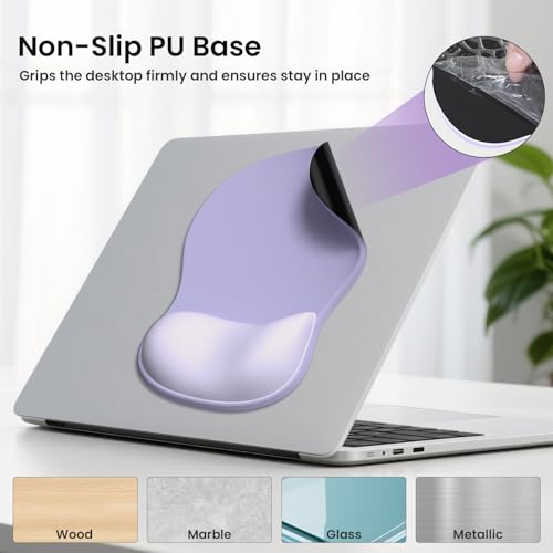 AKIT Ergonomic Mouse Pad and Keyboard Wrist Rest, 3-in-1 Memory Foam Wrist Rest for Computer Keyboard, Non-Slip Base, Pain Relief, Gel Mousepad Set for Gaming, Home and Office, Purple - color: Purple