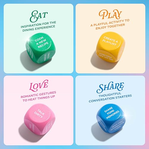 Let’s Get Deep® Date Night Dice by Relatable, Roll for 200+ Unique Date Night Ideas, Gifts, and Wedding Gifts for Couples, Includes 4 Custom Dice and Instructions, Designed for Couples Ages 18+ - style: Date Night Dice