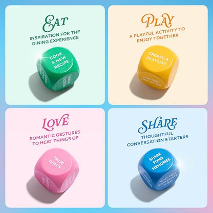 Let’s Get Deep® Date Night Dice by Relatable, Roll for 200+ Unique Date Night Ideas, Gifts, and Wedding Gifts for Couples, Includes 4 Custom Dice and Instructions, Designed for Couples Ages 18+ - style: Date Night Dice