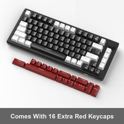MageGee 75% Mechanical Gaming Keyboard, Compact Blue Backlit Wired Gaming Keyboards with Yellow Switches, EVA Foam, Knob Control, STAR75 Portable NKRO PC Gaming Keyboard - White & Black - color: White & Black - Yellow Switch