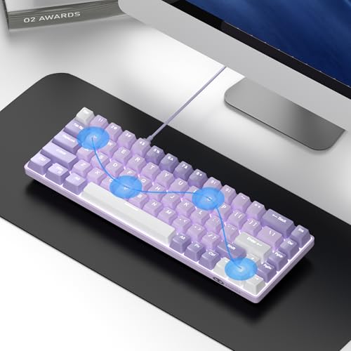 MageGee Portable 60% Mechanical Gaming Keyboard, MK-Box LED White Backlit Compact 68 Keys Mini Wired Office Keyboard with Red Switch for Windows Laptop PC Mac - Violets - color: Violet/Red Switch