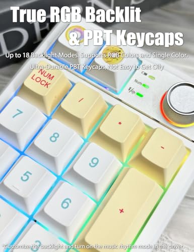 Gasket Creamy Mechanical Numpad Programmable Keypad RGB LED Backlit | Wireless 2.4G/Bluetooth 5.0/Wired USB-C Hot Swappable Macro Number Pad Rechargeable Numeric Keyboard Metal Knob, Donut - color: Donut