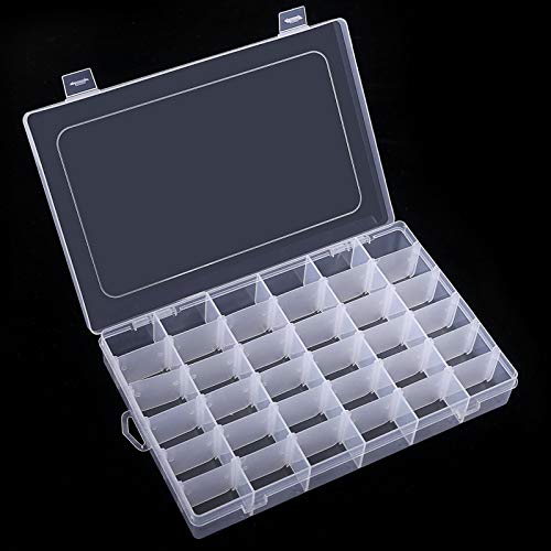 36 Grids Clear Plastic Organizer Box with Adjustable Dividers for Beads | 36 Compartment Clear Storage Container for Bead Organizer, Fishing Tackles, Felt Board, Jewelry Storage - color: Clear-36 Grids