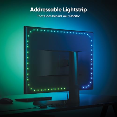 Nanoleaf PC Screen Mirror Lightstrip, 2.5M RGB IC Zigzag Backlights for 27-32 inch Monitor with Music Sync, Smart USB-C Trimmable Strip, 75 LEDs, Desktop App Control