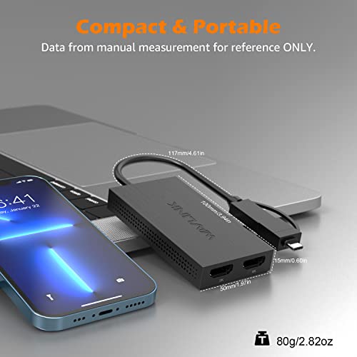 WAVLINK USB 3.0 or USB C to HDMI Adapter for Dual Monitors | 4K @30Hz 1080p@60Hz, USB Dual HDMI Adapter up to 6 Monitor Displays, External Video Card Adapter for Windows, Mac OS
