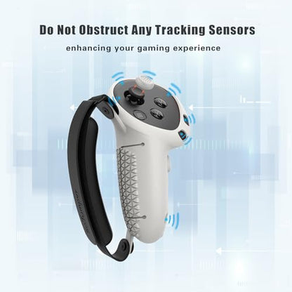Controller Grips Cover Compatible with Meta Quest 3S/Quest 3 Accessories, Hand Strap with Battery Opening, Knuckle Straps with Widen and Thicken Sponge(Not for Charging Dock) (White-Gray) - color: White-gray