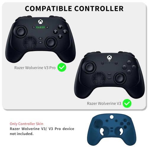 Silicone Grip Skin for Razer Wolverine V3, Protective Cover Compatible with Razer Wolverine V3 Pro Wireless, Gaming Controller Skin with Lanyard (DEEP Blue) - color: DEEP BLUE