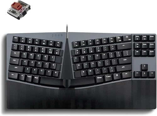 Perixx PERIBOARD-335BR Wired Ergonomic Mechanical Compact Keyboard - Low-Profile Brown Tactile Switches - Programmable Feature with Macro Keys - Compatible with Windows and Mac OS X - US English - style: Wired Tactile