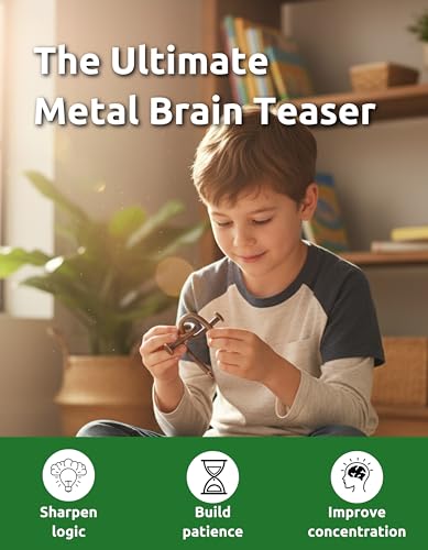 4-in-1 Puzzle Grey Twist Set by Sharp Brain Zone - Premium Metal Brain Teaser Collection, Durable Iron Puzzle Games for Stress Relief, Focus, Relaxation and Fun Challenges - style: Grey Twist