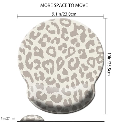 Mouse Pad Wrist Support,Ergonomic Mouse Pad with Wrist Rest,Comfortable Mousepad with Smooth Wrist Rest,Pain Relief Mouse Pads for Non-Slip Base,Computer,Laptop,Office & Home(Leopard Print) - color: Leopard Print