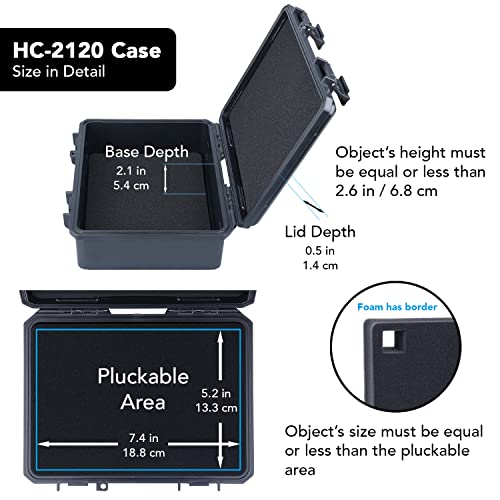 Lykus HC-2120 Mini Hard Case Dry Box with Foam Insert, Interior Size 8.3x5.9x2.7 in, IP66 Splash-Proof, Suitable for Cellphones, Tools, Small Devices and More - style: Int. Size: 8.3x5.9x2.7 in