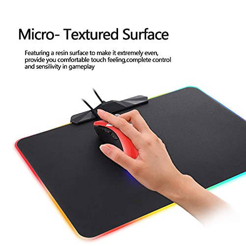 MOTOSPEED RGB Gaming Mouse Pad -LED Lighting Effects,Wired,Hard Surface Gamer Mouse Mat for Laptop Computer PC Games(13.8X9.8 Inch)