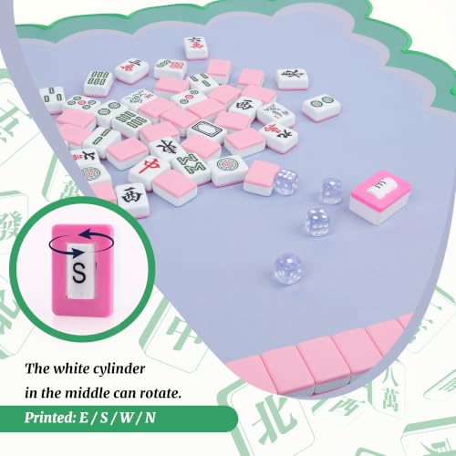 Mahjong Mat for Table 31.25"x31.25" - Anti-Slip American Mahjong Mat with Carrying Bag, Dice & Wind Indicator, Noise-Reducing Table Cover for Mahjong Poker Board Games, Light Blue - color: Light Blue