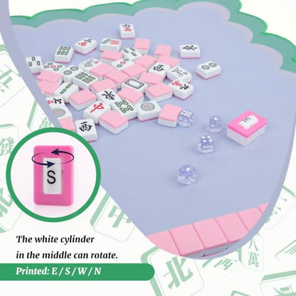 Mahjong Mat for Table 31.25"x31.25" - Anti-Slip American Mahjong Mat with Carrying Bag, Dice & Wind Indicator, Noise-Reducing Table Cover for Mahjong Poker Board Games, Light Blue - color: Light Blue
