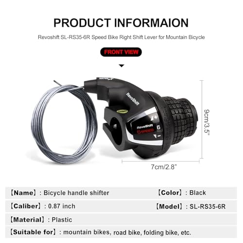 Revoshift MTB Bike Bicycle Right Shift Lever, SL-RS35 6/7 Speed Bicycle Twist Grip Gear, Bike Handle Shifter for Mountain Bicycle - color: SL-RS35-6R