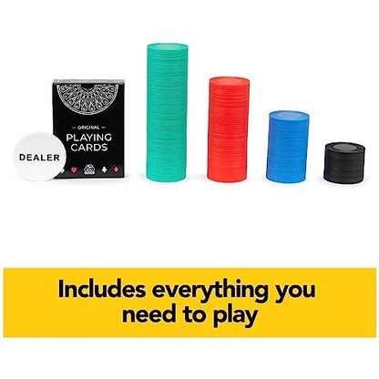 Spin Master Games Cardinal Classics, 200 Poker Chips Set Playing Cards Deck Dealer Button Texas Hold ‘Em Classic Casino Table Game, for Adults and Kids Ages 10 and up - style: 200 pcs Poker Chips with Playing Cards