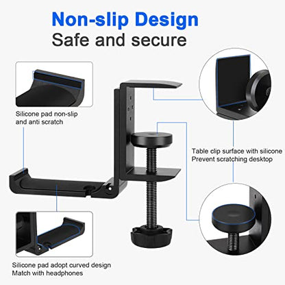 Aluminum Headphone Stand Hanger Foldable with Cable Clip Headset Holder Clamp Hook Under Desk, Save Your Space While Working & Gaming - style: 1 pack