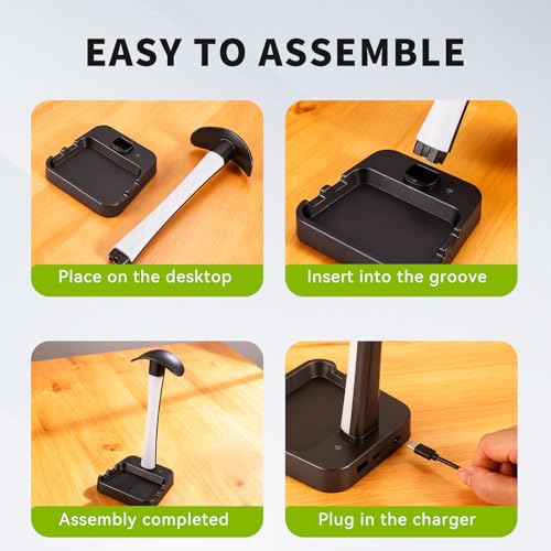 Headphone Stand with Charger,Gaming Headset stand with RGB Light Mode,For Airpod Max Stand,Desk Lamp,Phone Holder,Tablet Holder,desktop organizer,Gifts for Gamers & Music Lover(Black) - color: Black