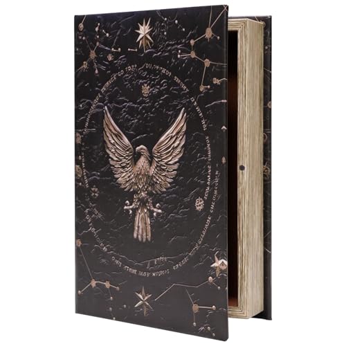 Decorative Book Box with Embossing Fake Book Storage Box | Holder Elegant Home Office Decor Gift for M Size - color: M/EAGLE