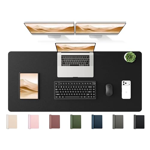 YSAGi 47.2" x 17" Large PU Leather Desk Mat for Keyboard and Mouse - Waterproof Non-Slip Desk Pad Protector for Office, Home, Writing Desk, Black - color: Black, size: 47.2" x 17"