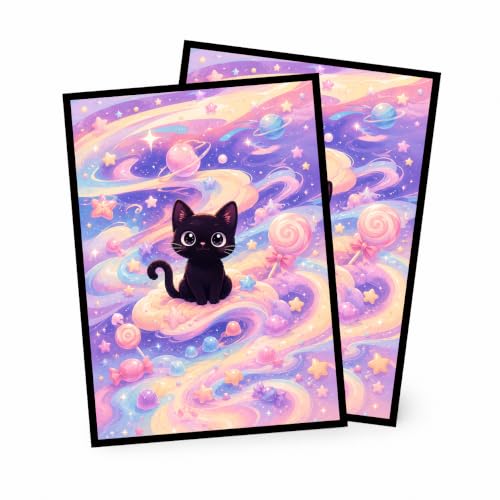 MTG Card Sleeves Matte -100 PCS Trading Card Game, Size 2.6 x 3.6 inches, Suitable for All TCG Card Games Protective (Cosmic Purrs) - color: Cosmic Purrs