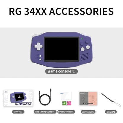 Anbernic RG34XX Retro Handheld Game Console Linux OS 3.4’’ IPS 720*480 Screen 64G Card 5000+ Classic Games RG34XX H700 64-bit 3500mAh Battery Game Player Compatible with Bluetooth WiFi Indigo - style: RG34XX-Indigo