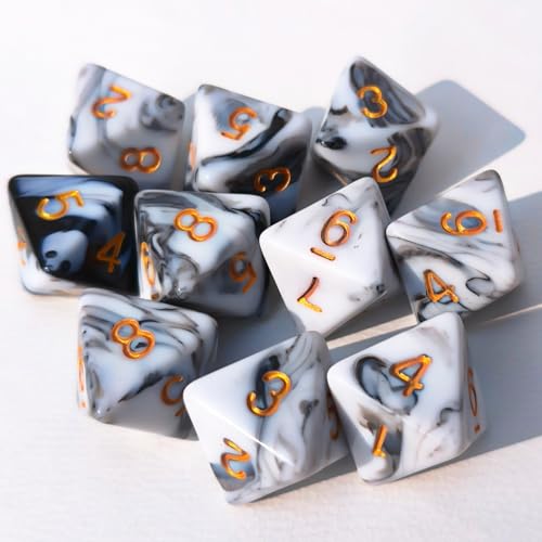 10 PCS D8 8 Sided Dice Set, Polyhedral Number Game Dice for DND RPG MTG Board Game Party Tabletop Accessories (White + Black) - color: White + Black