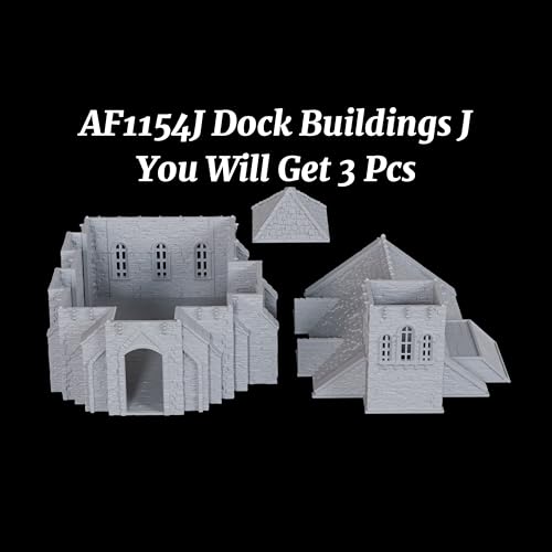 AUSPDICE DND Terrain 25mm 고딕 예배당, 도색되지 않은 TTRPG 빌딩 풍경 | 1:64 스케일 3피스 스톤 교회, 탈착식 지붕 섹션과 던전 앤 드래곤을 위한 디테일한 내부 - AF1154J - color: Af1154j Dock Buildings J
