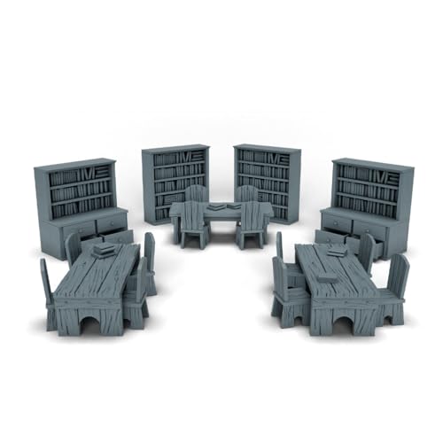 I BUILT IT Library Set DND Miniature Terrain, Dungeons and Dragons, D&D, Pathfinder, Scatter, Fantasy Scenery for DND, RPG and Wargaming, Tabletop, 28mm, 32mm